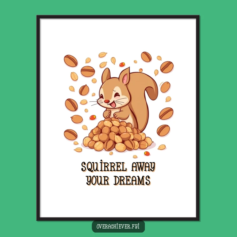 Funny Free Printable Wall Art: Squirrel's Nut Frenzy, Hilarious Downloadable Art