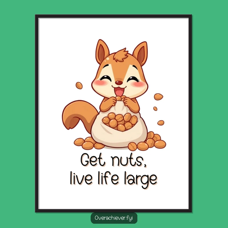 Funny Free Printable Wall Art: Squirrel's Nutty Stash, Quirky Downloadable Decor
