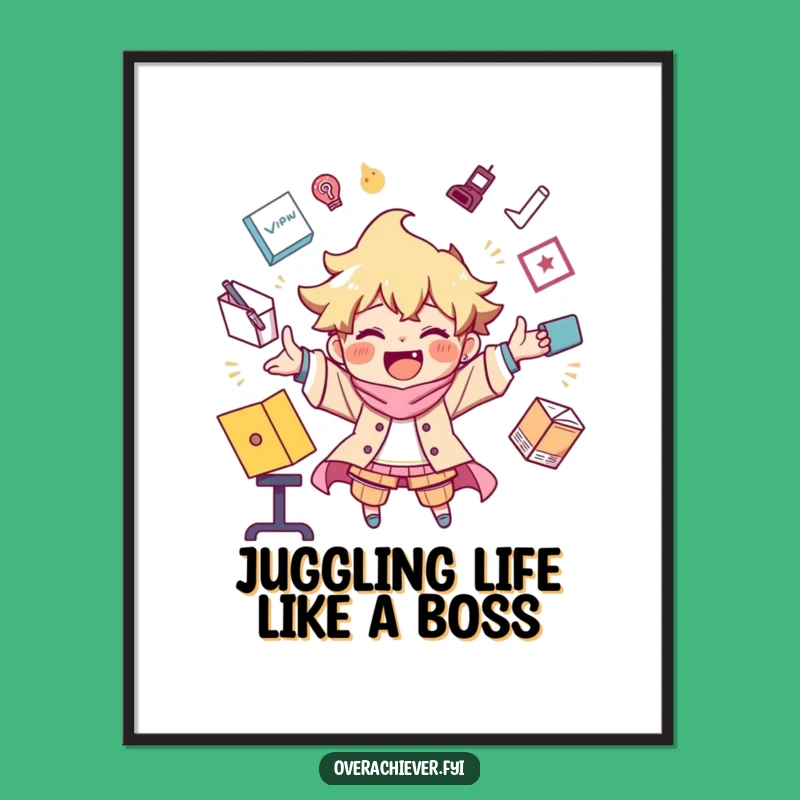 Free Printable Wall Art: Juggling Character, Funny Downloadable Poster for Your Wall