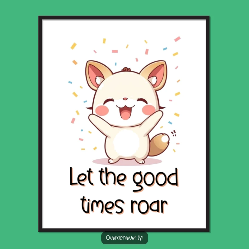 Funny Free Printable Wall Art: Cheering Animal Confetti Decor Downloadable