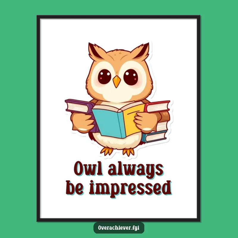 Funny Free Printable Wall Art: Wise Owl Studying for Intelligent Home Decor Download