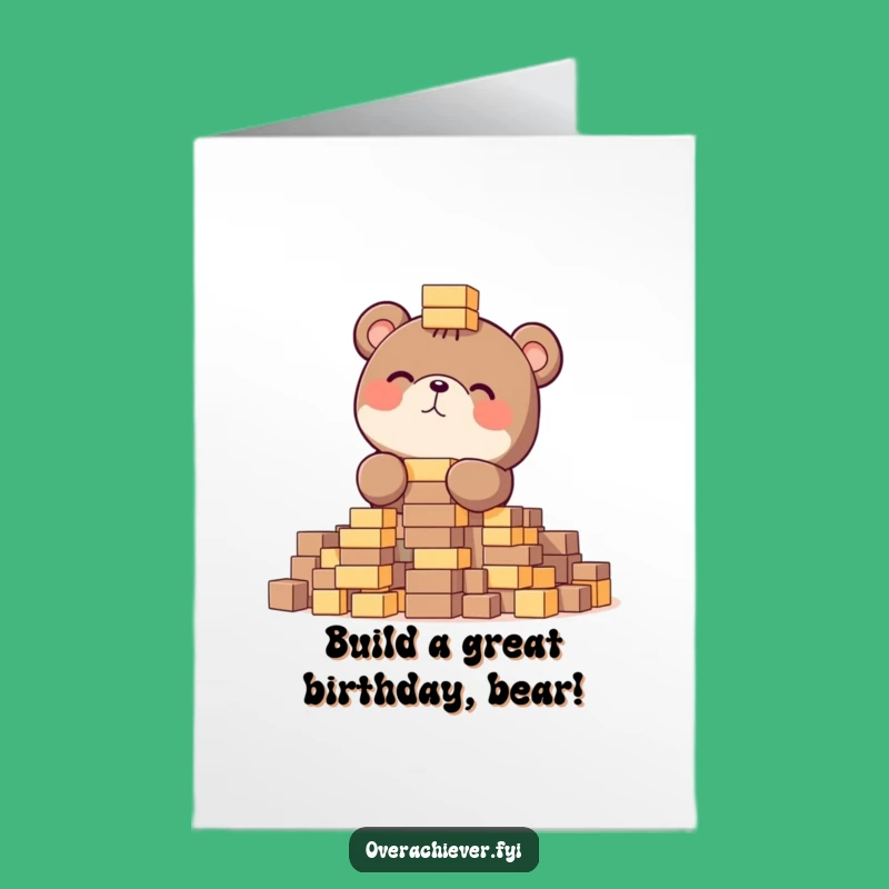 Free Printable Birthday Card: Bear Stacking Blocks for Your Big Day