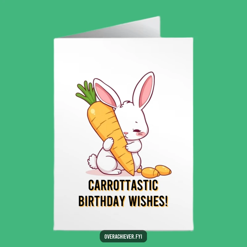 Free Printable Birthday Card: Funny Rabbit Polishing Carrot, Hilarious Downloadable Gift