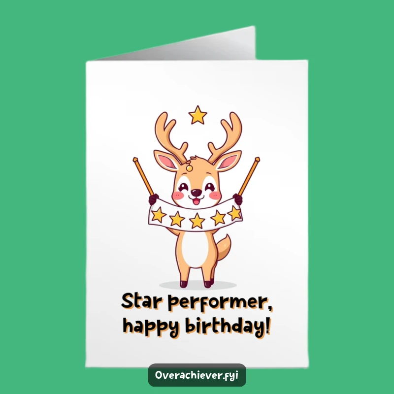 Free Printable Birthday Card: Funny Starry Deer, Downloadable Gift for Stellar Birthdays
