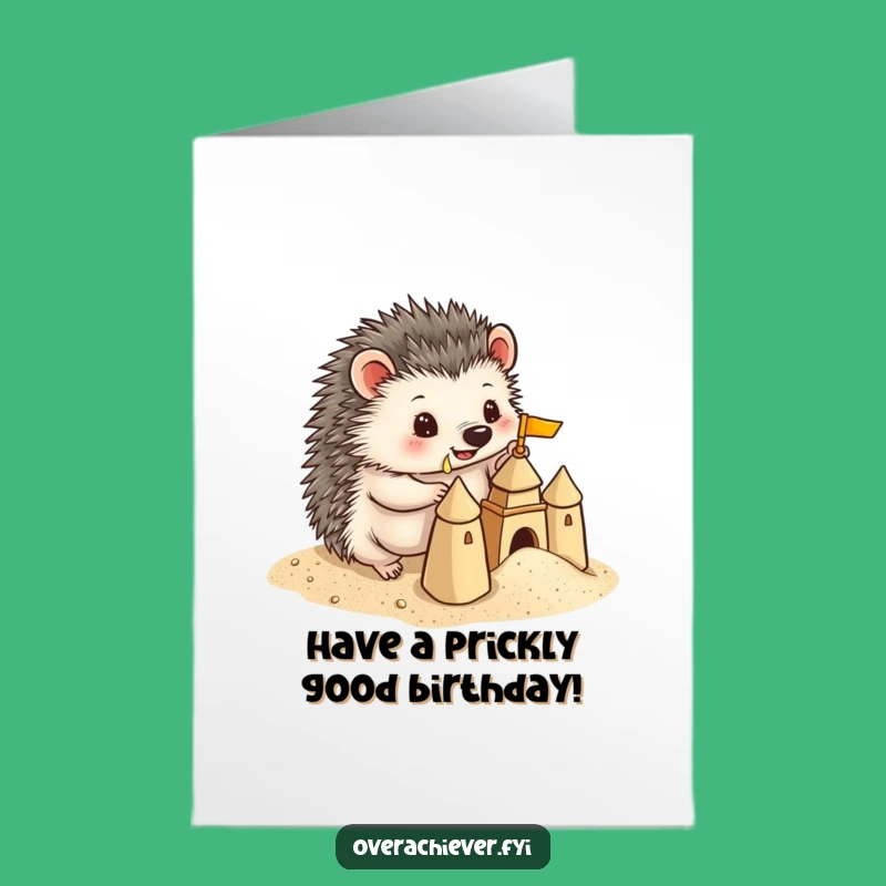 Free Printable Birthday Card: Hedgehog Sandcastle Builder, Fun DIY Download Gift