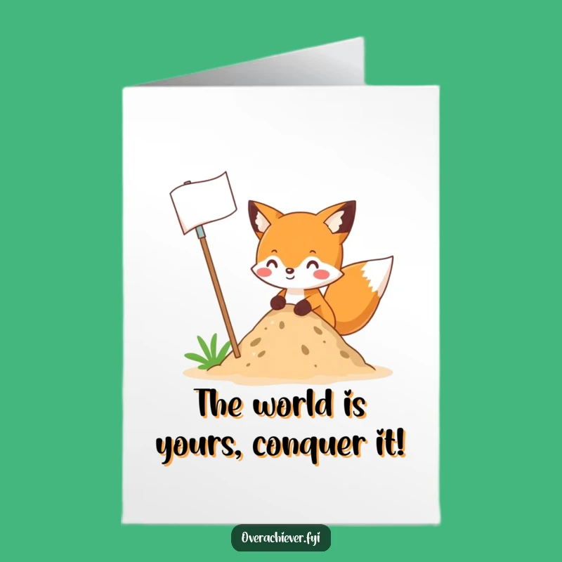 Free Printable Fox Flag Planting Birthday Card - Funny Downloadable Gift for Him or Her