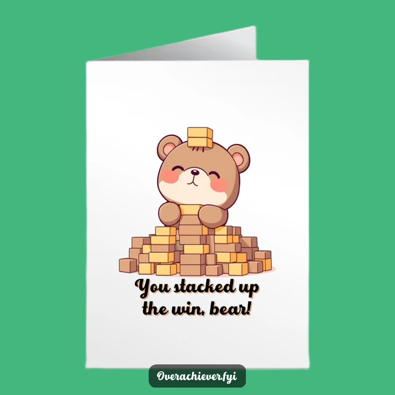 Congrats Free Printable Card: Bear Builds Success with Tiny Blocks