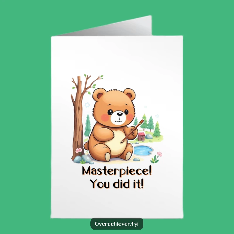 Free Printable Congrats Card: Bear's Detailed Work Downloadable Gift