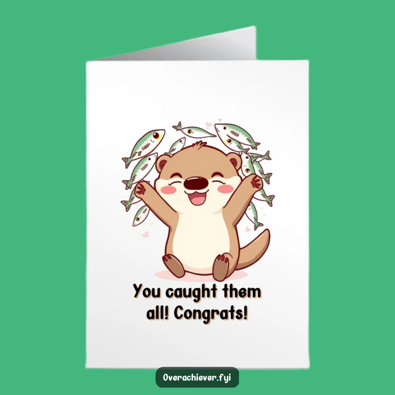 Free Printable Congrats Card: Otter's Amazing Fish Catch - Downloadable