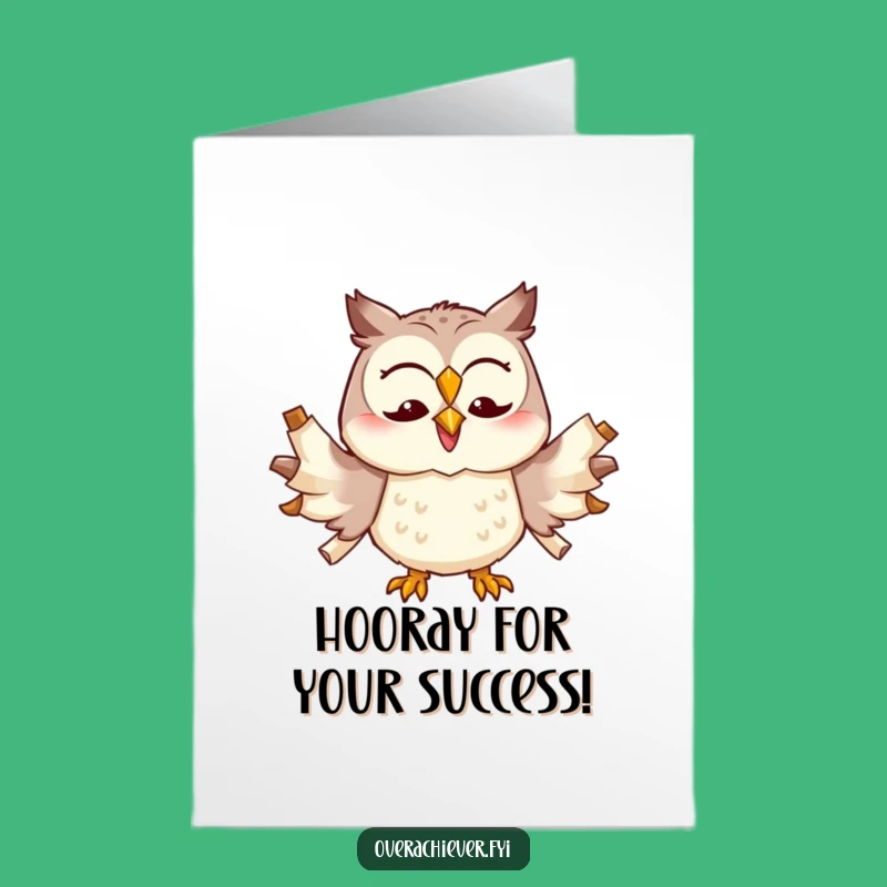Free Printable Congrats Card: Owl Overwhelmed Scrolls for Fun Downloadable Gift