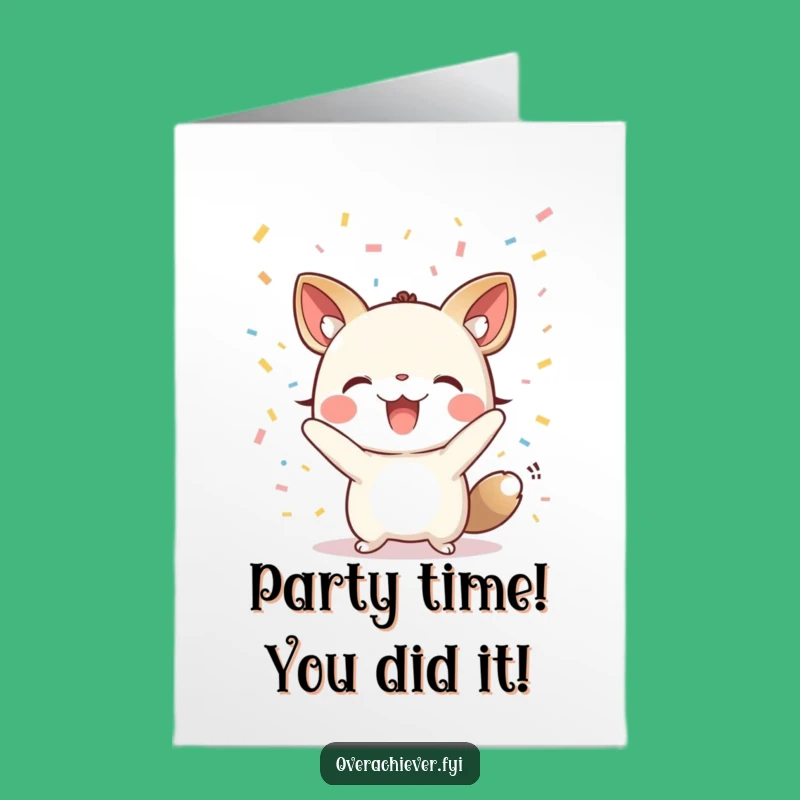 Free Printable Congrats Card: Cheering Animal Funny Confetti Downloadable Gift