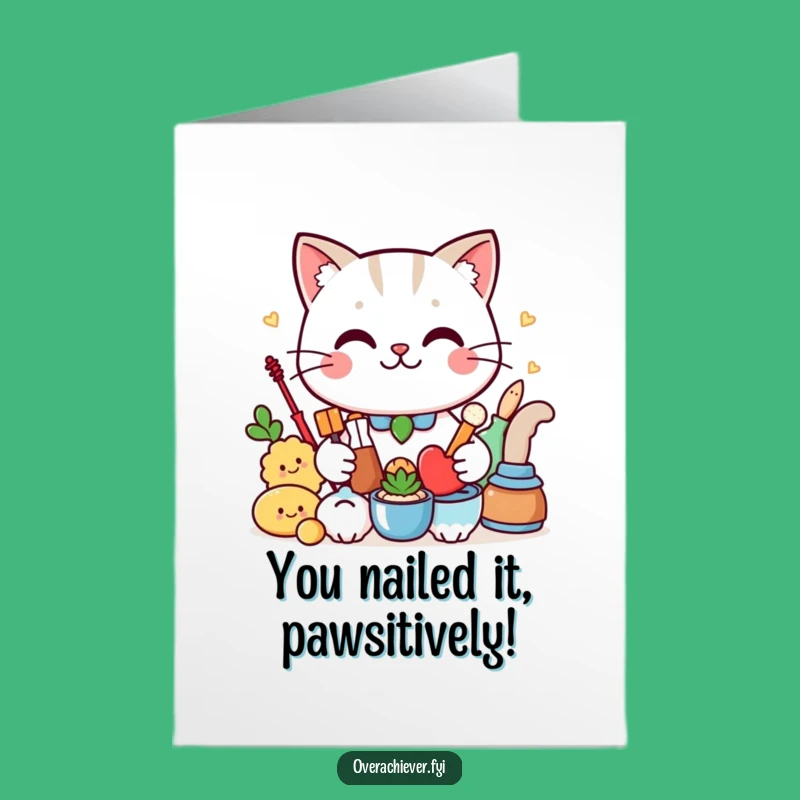 Free Printable Congrats Card: Funny Cat's Perfect Arrangement - Humorous Downloadable Gift