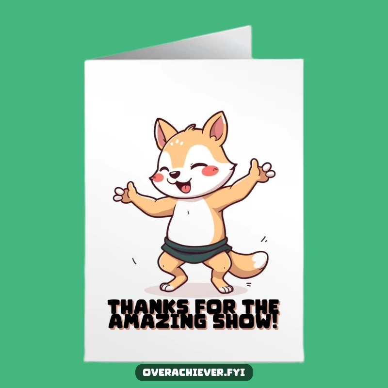 Free Printable Dancer Animal Thank You Card - Energetic Downloadable DIY Gift