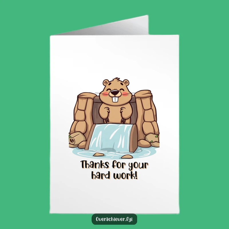 Free Printable Thank You Card: Beaver Dam Builder Gratitude Downloadable