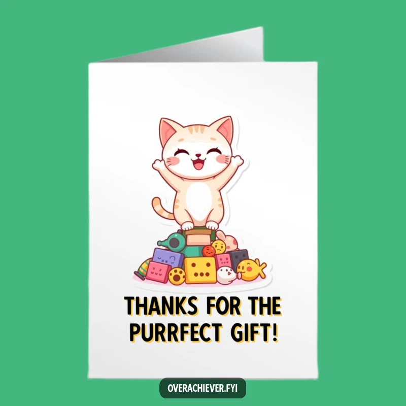 Free Printable Thank You Card: Cat Thanks You with Toy Balance!