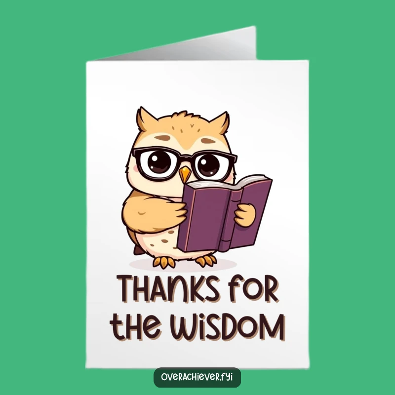 Free Printable Thank You Card: Funny Owl Reader, Downloadable Gift for Appreciation
