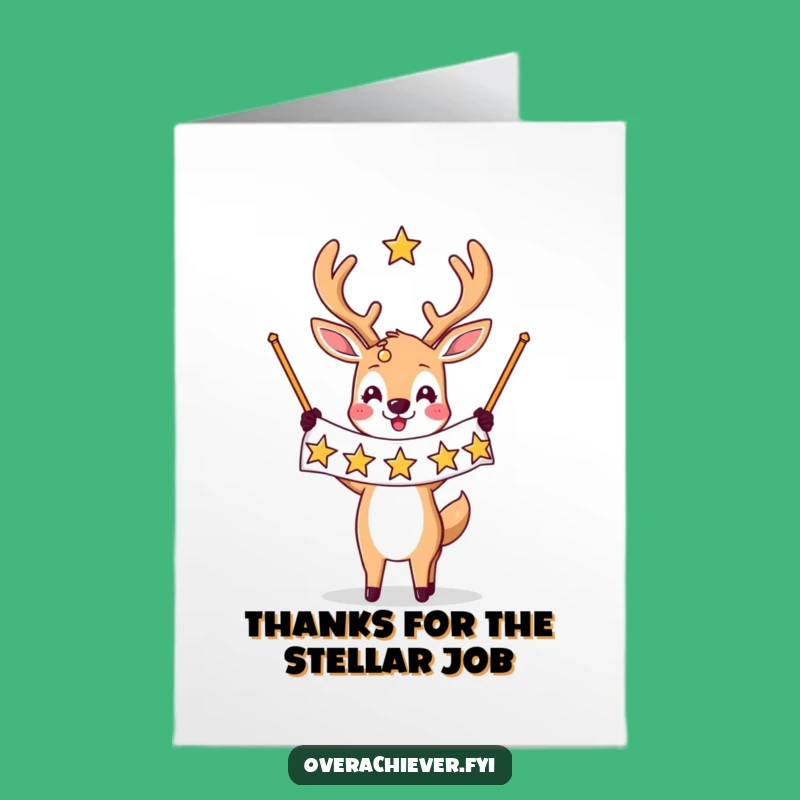 Free Printable Thank You Card: Funny Starry Deer, Downloadable Gift for Appreciation