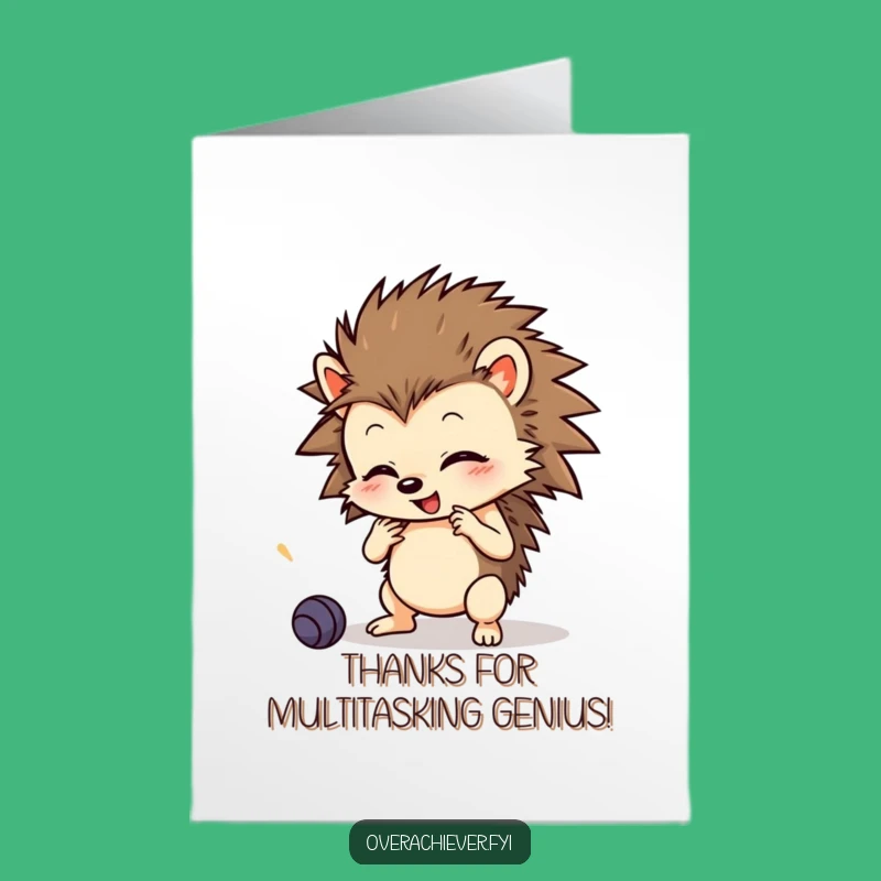 Free Printable Thank You Card: Grateful Hedgehog's Many Talents - Downloadable