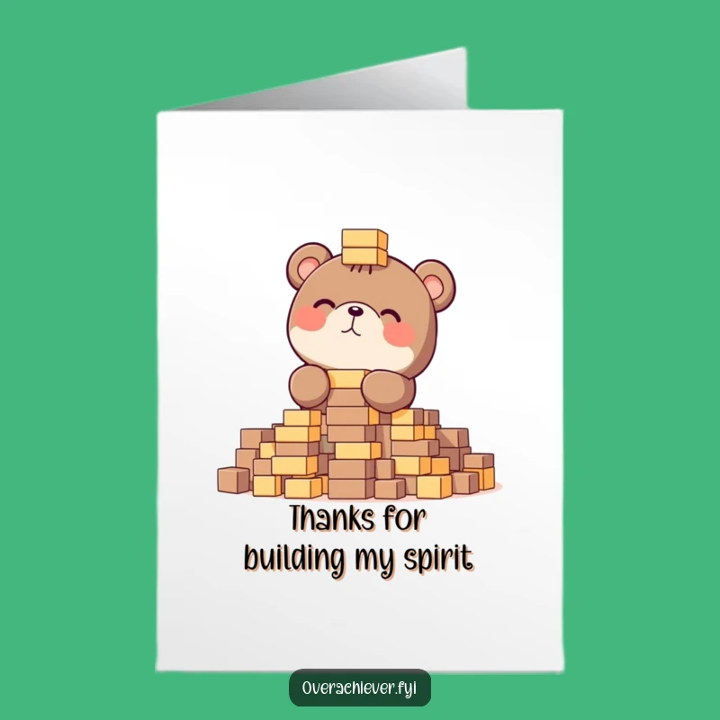 Thank You Free Printable Card: Bear's Block Tower for Your Help