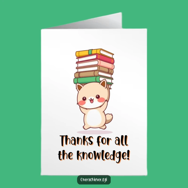 Free Printable Bookworm Animal Thank You Card - Downloadable DIY Appreciation Gift