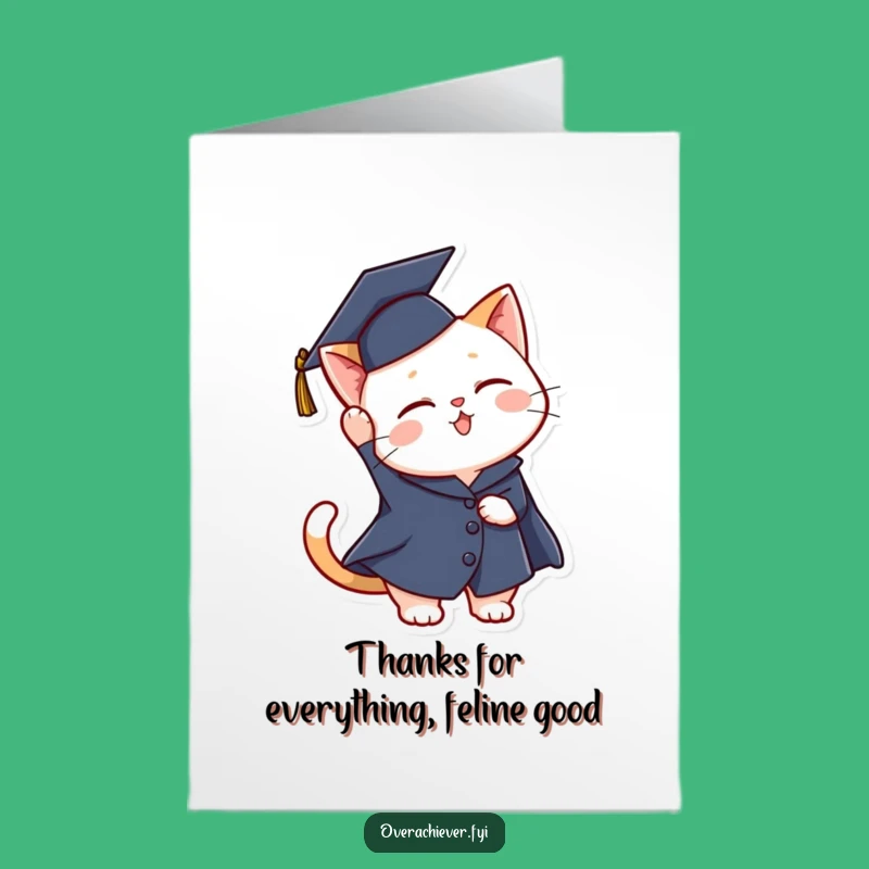 Free Printable Funny Cat Graduation Card - Purr-fectly Witty Thank You Downloadable Gift!