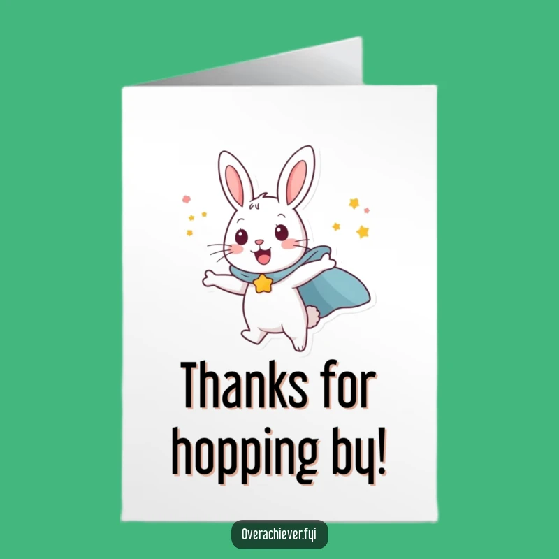Free Printable Thank You Card: Flying Rabbit Cape Funny Downloadable Gift
