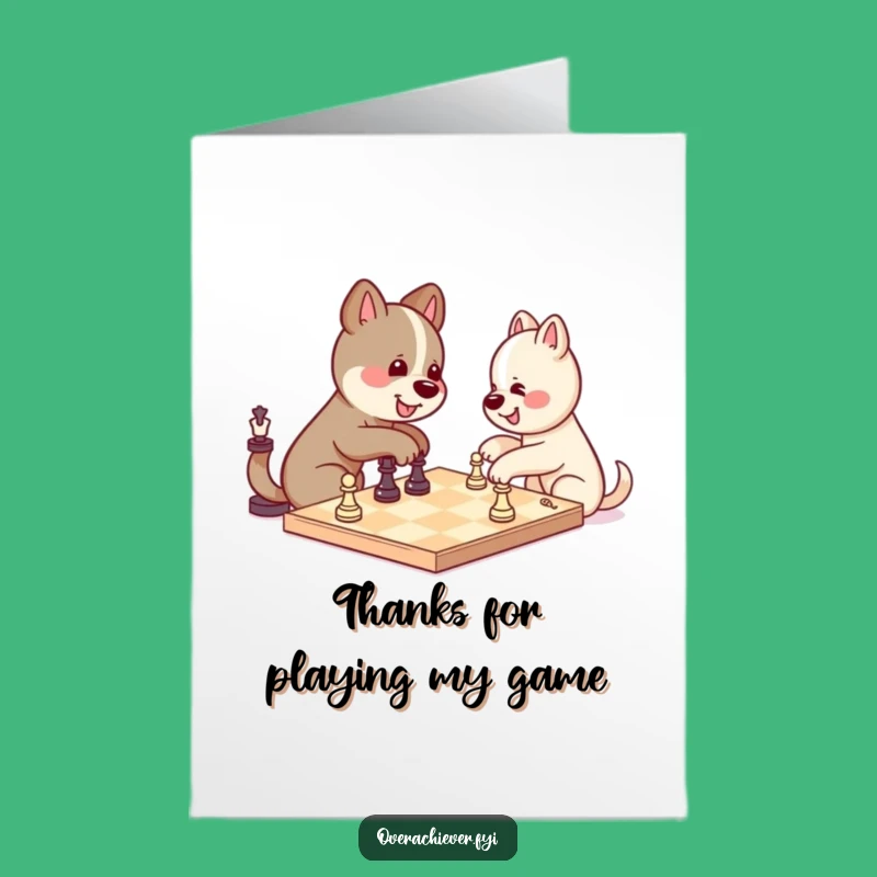 Free Printable Kawaii Dog Chess Thank You Card - Humorous Downloadable