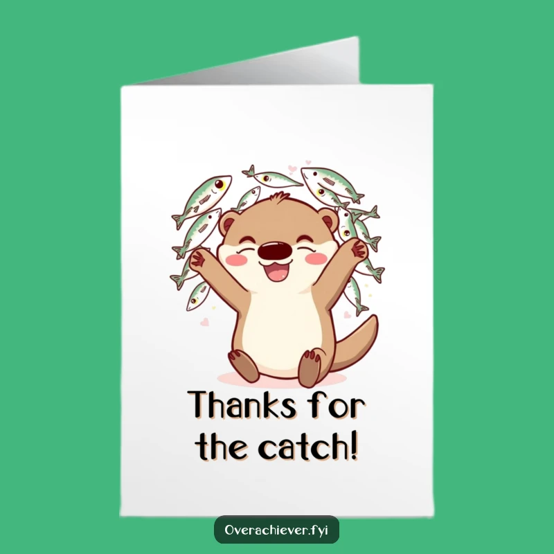 Free Printable Thank You Card: Grateful Otter's Fishy Haul - Downloadable