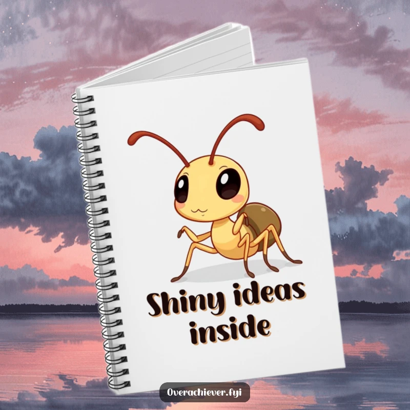 Funny Ant Notebook: A diligent ant polishing its antennae to a high sheen, perfect for notes with a humorous touch.