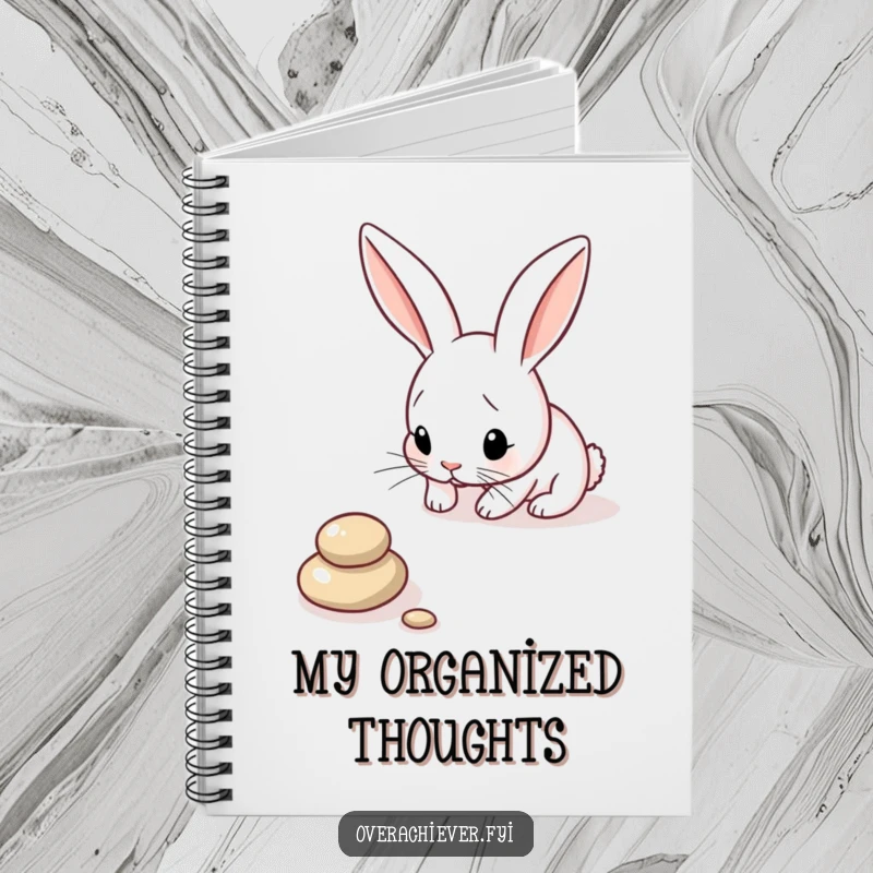 Funny Bunny Notebook: A focused bunny carefully arranging pebbles in a perfect line, perfect for notes with a humorous touch.