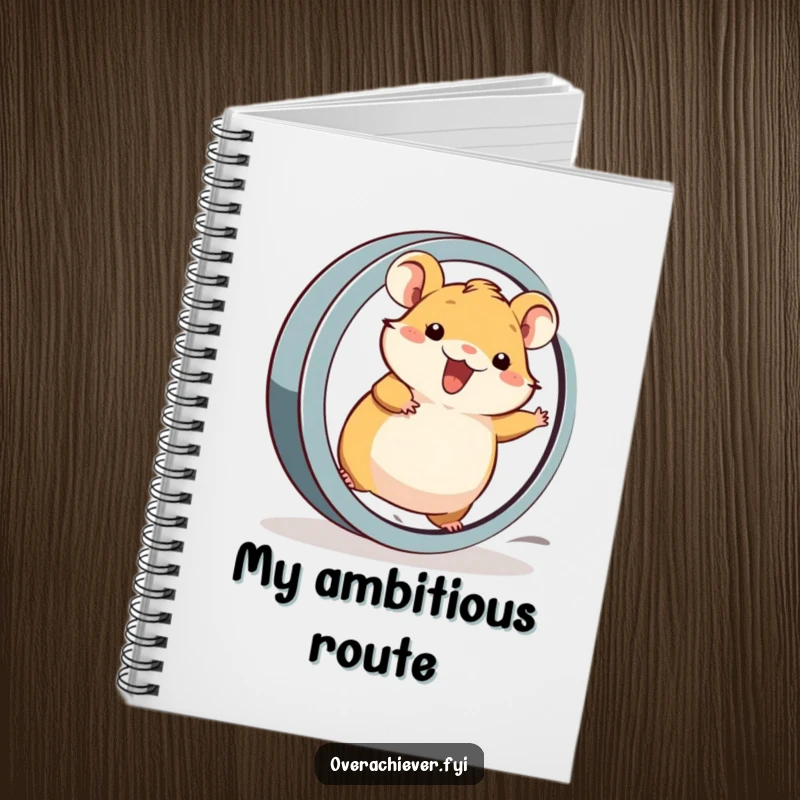 Funny Notebook: A cheerful hamster character running at top speed on an oversized wheel, perfect for all your notes.