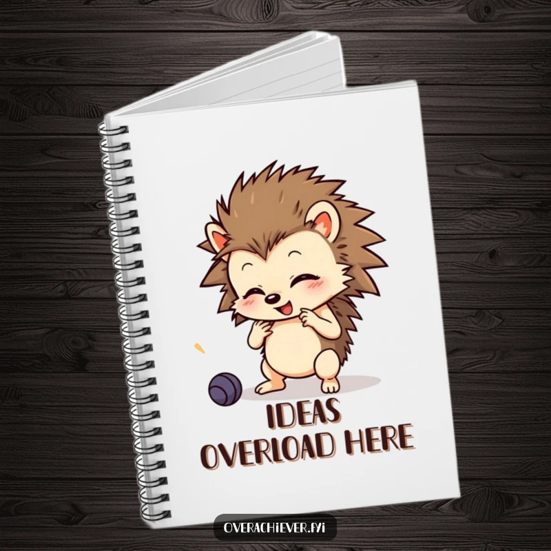 Funny Notebook: A small hedgehog character learning multiple skills with intense focus, perfect for jotting down inspired notions.