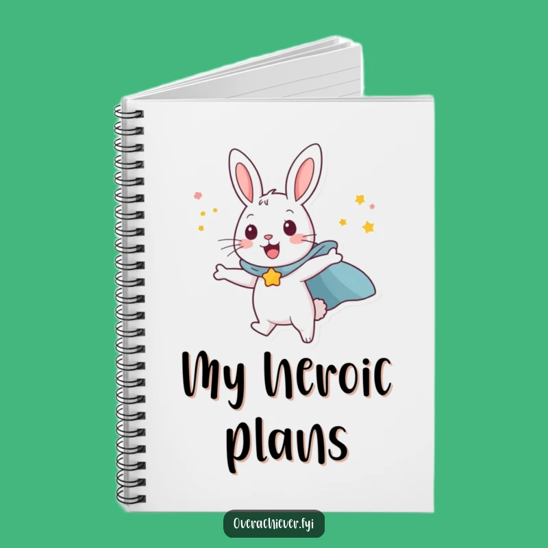 Funny Rabbit Flying Notebook - Jot Down Ideas with Heroic Style