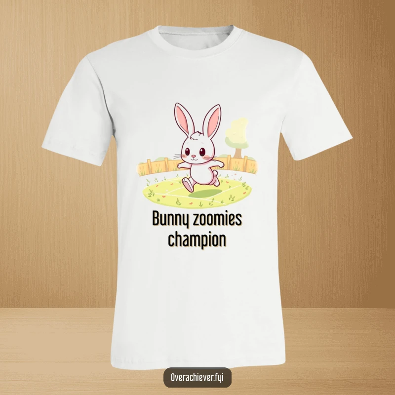 Funny rabbit t-shirt with a determined character running an endless amount of laps across a field, motivational.