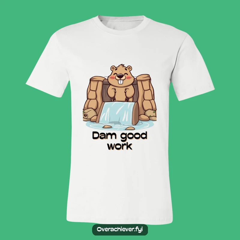 Funny Beaver Dam T-Shirt, Ambitious Character Tee for Builders