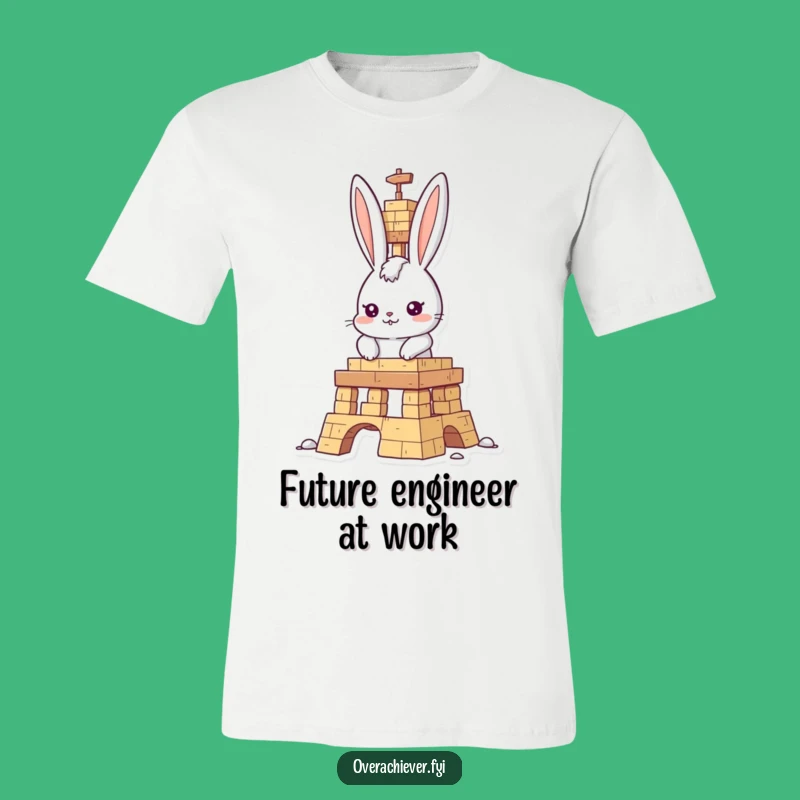 Funny Rabbit Builder T-Shirt: Determined Character Graphic Tee for Laughs