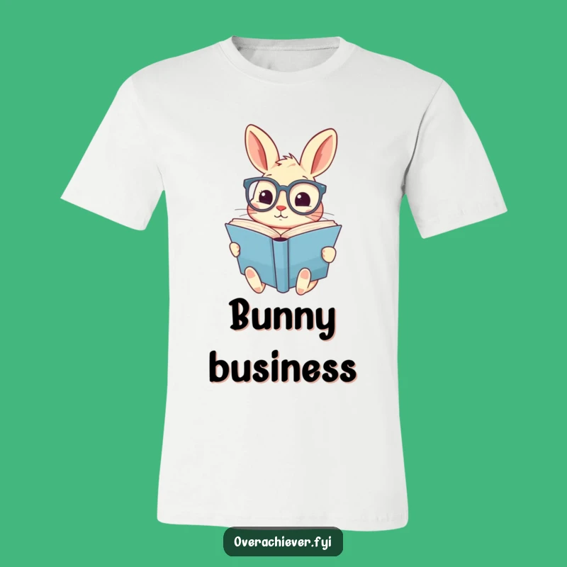 Funny Rabbit T-Shirt - Cute Specs & Book Design for Readers