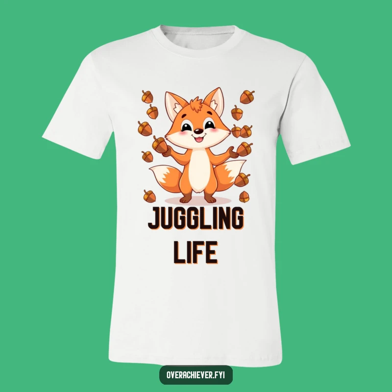 Funny Fox T-Shirt - Playful Acorn Juggling Design for Fun