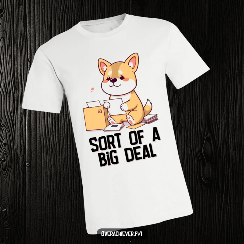 Funny Dog T-Shirt: A bouncy dog meticulously sorting mail by sender, highlighting its organized and comical personality.