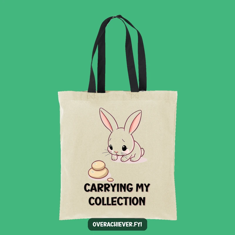 Funny Bunny Pebble Line Tote Bag: Carry Your Organization & Humor