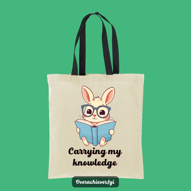 Funny Rabbit Tote Bag - Adorable Book Lover Carry-All