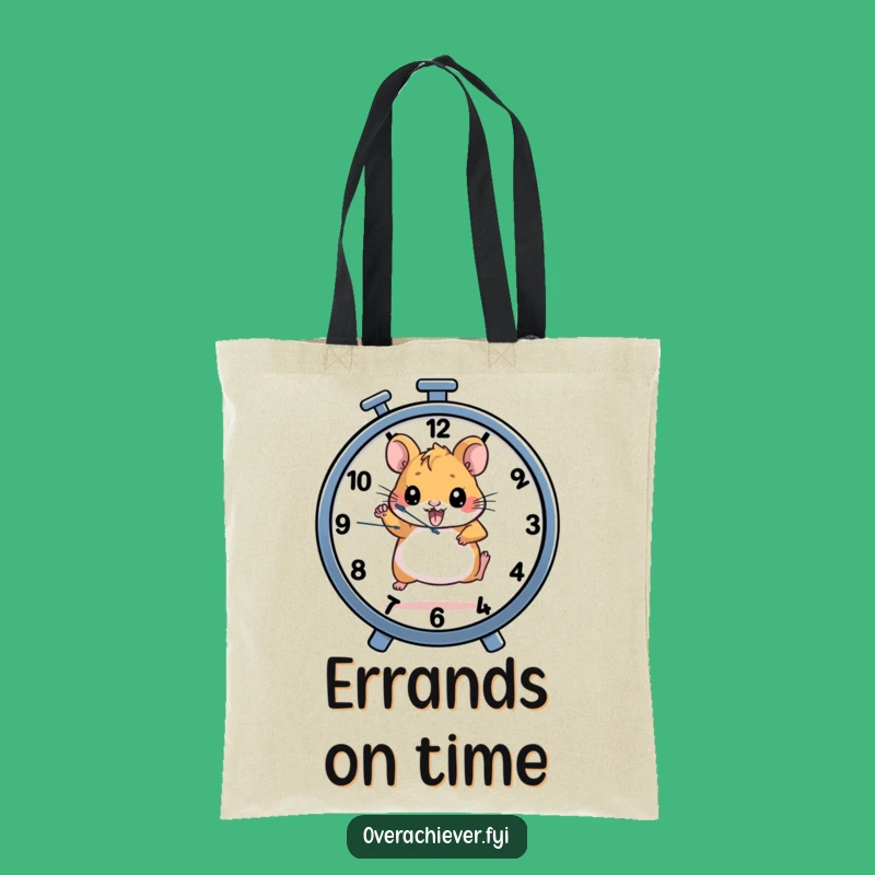 Funny Hamster Clock Tote Bag: Determined Runner Design for Busy Days