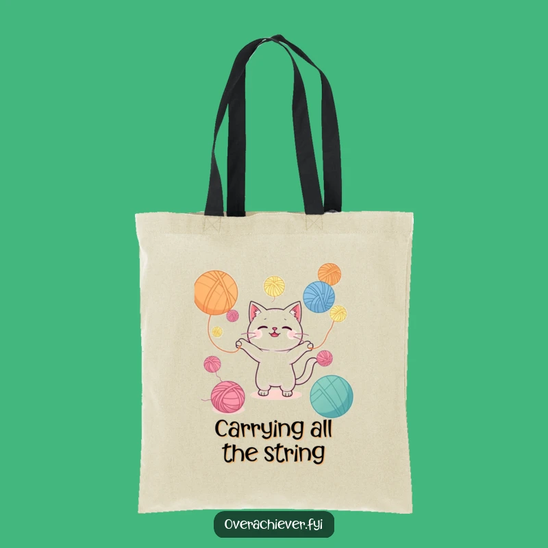 Funny Kawaii Cat Tote Bag - Carry Your Yarn and Laughs!