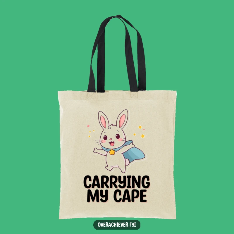 Funny Rabbit Flying Tote Bag - Hilarious Superhero Bunny Carryall